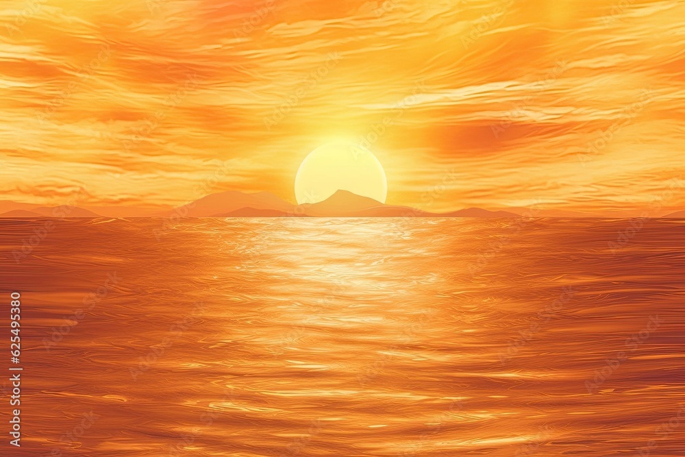 Golden Sunset: Shimmering Radiant Splendor Over the Horizon - A Breathtaking Background, generative AI