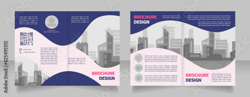 Contemporary architects firm blank brochure design. Small business. Template set with copy space for text. Premade corporate reports collection. Editable 4 paper pages. Myriad Pro, Cairo fonts used
