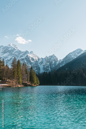Moraine Lake in the Majestic Dolomites, Alps - An Idyllic Alpine Landscape in Europe © AlexGo