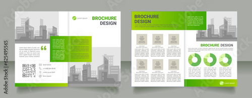 Urban planning administration green blank brochure design. Election. Template set with copy space for text. Premade corporate reports collection. 4 paper pages. Myriad Pro, Heebo fonts used