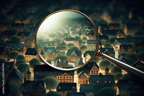 The idea of searching for a house using a magnifying glass.