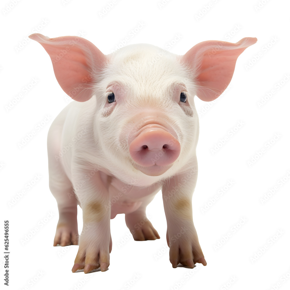 Pig looking forward full body shot on transparent background cutout - Generative AI Pig looking forward full body shot on transparent background cutout - Generative AI
