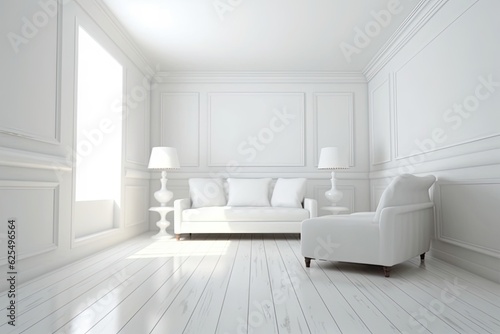 Clean and Simple White Room with Sleek Furniture  Achieving Modern Elegance with a Minimalist Background  generative AI