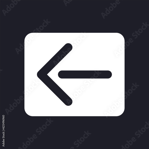 Move back dark mode glyph ui icon. Website, application navigation. User interface design. White silhouette symbol on black space. Solid pictogram for web, mobile. Vector isolated illustration