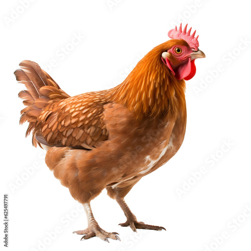 Tableau sur toile Chicken looking forward full body shot on transparent background cutout - Genera