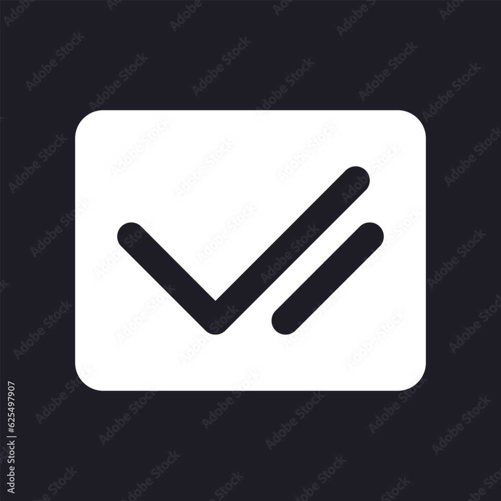 Double checkmark dark mode glyph ui icon. Delivered and read. User interface design. White silhouette symbol on black space. Solid pictogram for web, mobile. Vector isolated illustration Double checkmark dark mode glyph ui icon. Delivered and read. User interface design. White silhouette symbol on black space. Solid pictogram for web, mobile. Vector isolated illustration