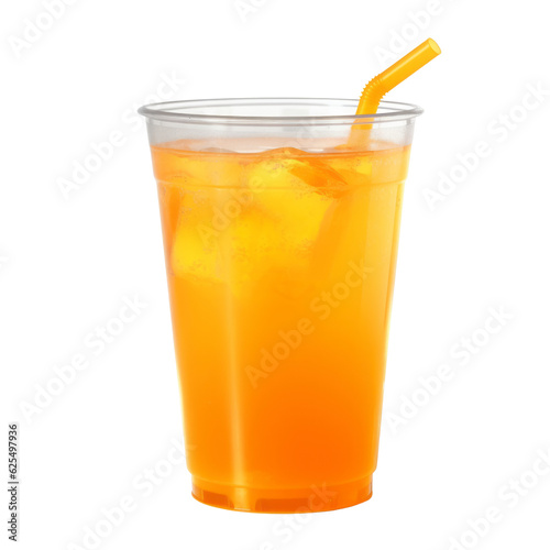 glass of orange juice isolated on transparent background cutout