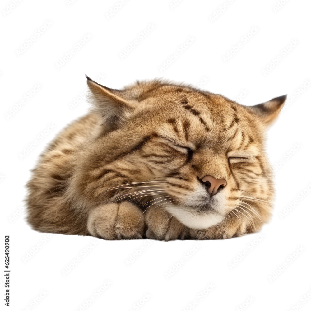 shorthair cat sleep isolated on transparent background cutout