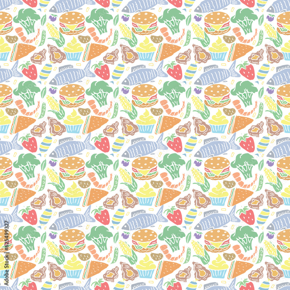 Seamless food pattern. Doodle food background Seamless food pattern. Doodle food background