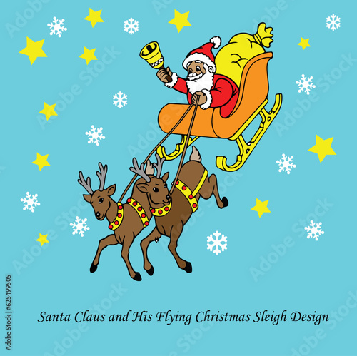 Awe-Inspiring Journey  Santa Flying Cart Design Vector