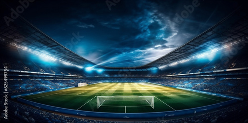 green goal arena light soccer sport stadium game world football. Generative AI.