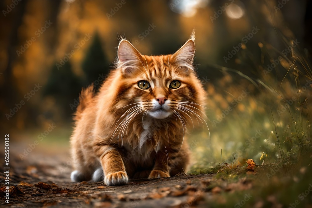 Fototapeta premium cat on a tree generative in ai