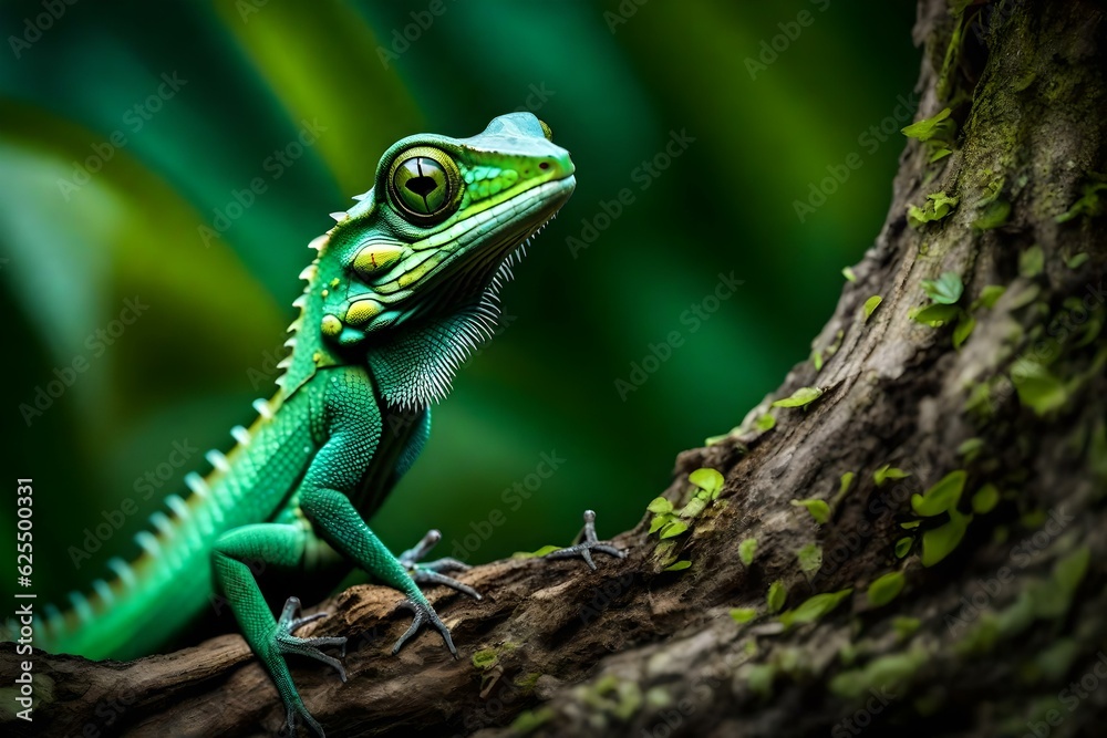 green lizard on a tree generative in ai