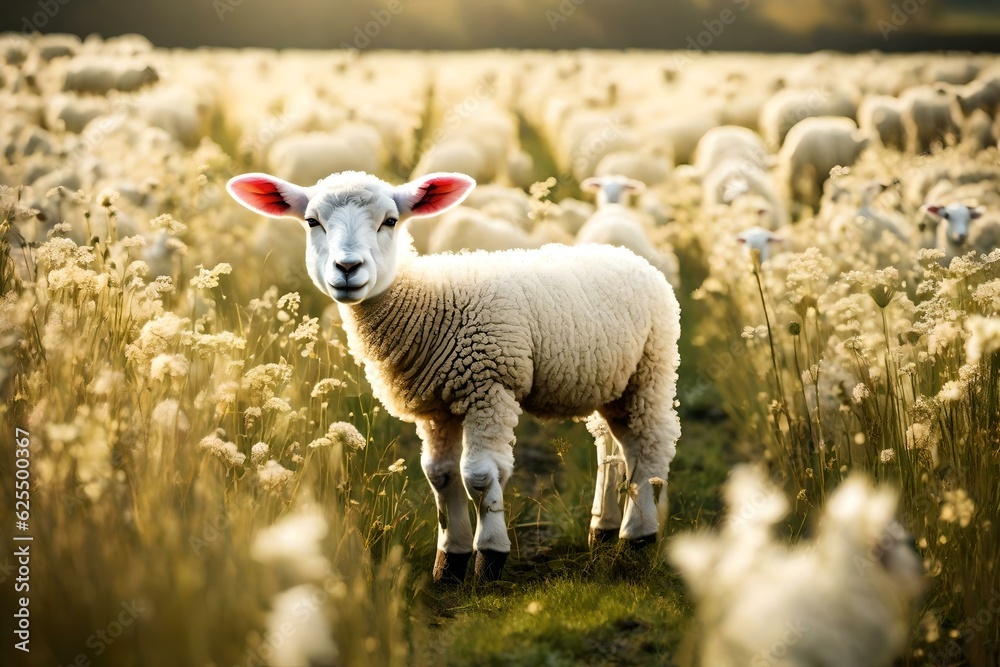 Obraz premium ewe and lamb generative in ai