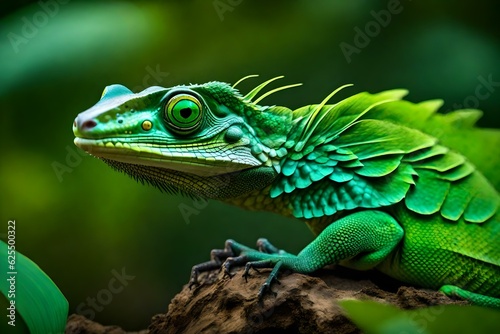 green lizard on a branch generative in ai