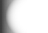 Comic pop art radial gradient. Black and white dot pattern with halftone effect. Half tone fade background. Cartoon duotone banner. Monochrome backdrop. Anime gradation frame. Vector illustration
