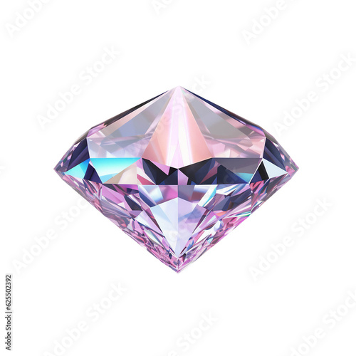 Large Crystal Clear Round cut diamond. Transparent background. Generative AI.