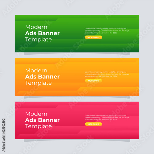 Banner template design. Full colors gradient banner for the website. Modern ads banner.