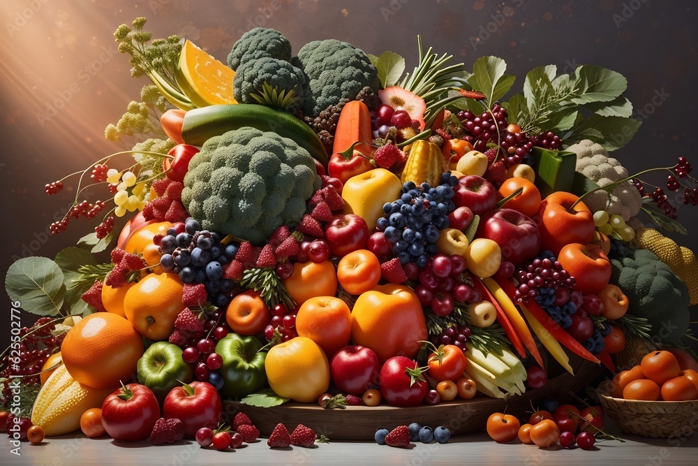 a table full of healthy, colourful fruits and vegetables