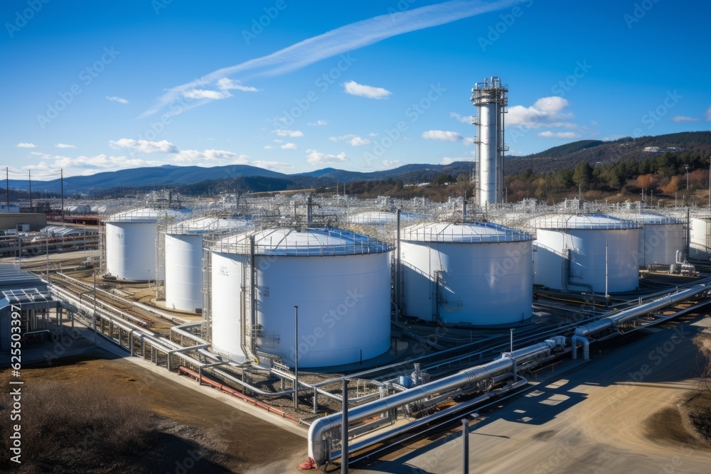 Obraz premium Hydrogen Energy Storage Facility, Generative AI
