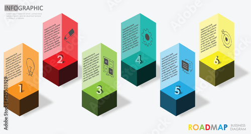 infographic template business marketing project schedule 6 step  concepts planning element diagram Modern component timeline template. presentation infographics vector.
