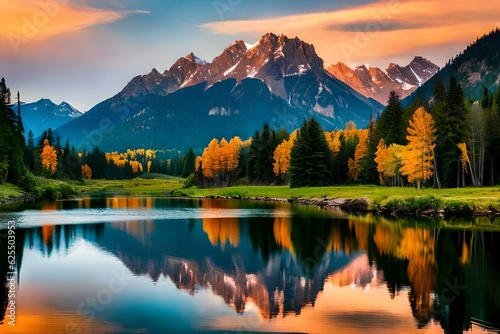 reflection in the mountains at sunset