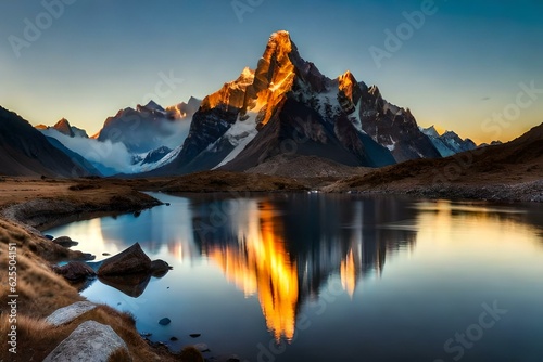 reflection in the mountains at sunset
