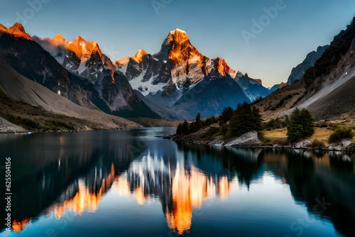 reflection in the mountains at sunset