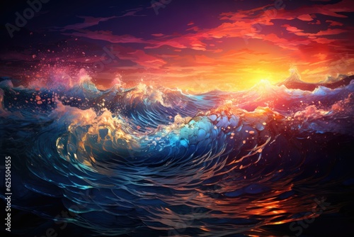 Abstract Background Sea Wave. AI Generative