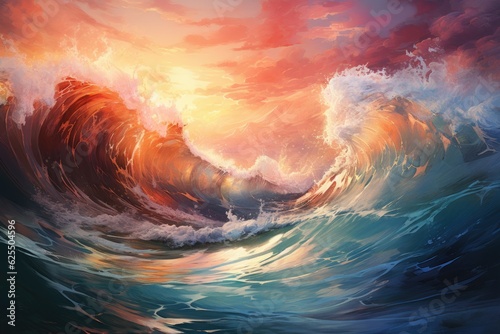 Abstract Background Sea Wave. AI Generative