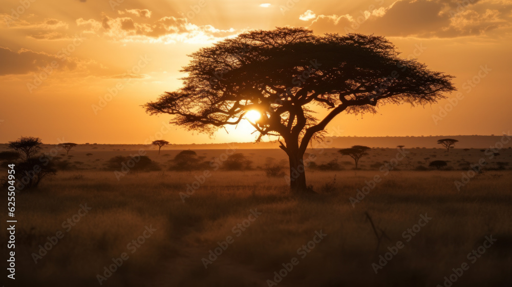 Tree silhouette in the sunset