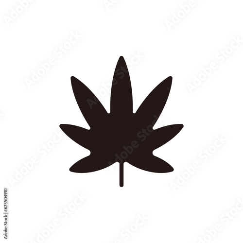 Cannabis leaf of sativa icon.Flat silhouette version.