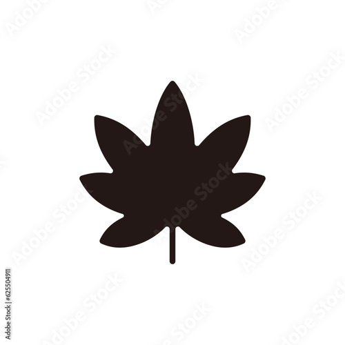 Cannabis leaf of indica icon.Flat silhouette version.