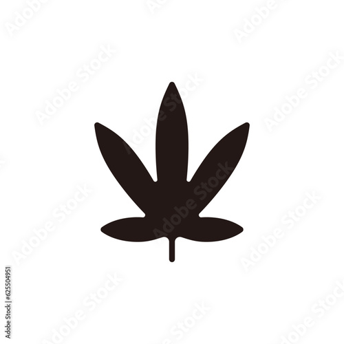 Cannabis leaf of ruderalis icon.Flat silhouette version.