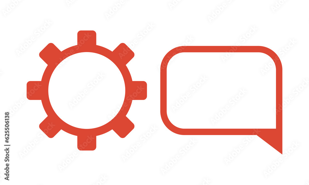 Red gear and speech bubble vector design elements. Abstract customizable symbols for infographic with blank copy space. Editable shapes for instructional graphics. Visual data presentation components Red gear and speech bubble vector design elements. Abstract customizable symbols for infographic with blank copy space. Editable shapes for instructional graphics. Visual data presentation components