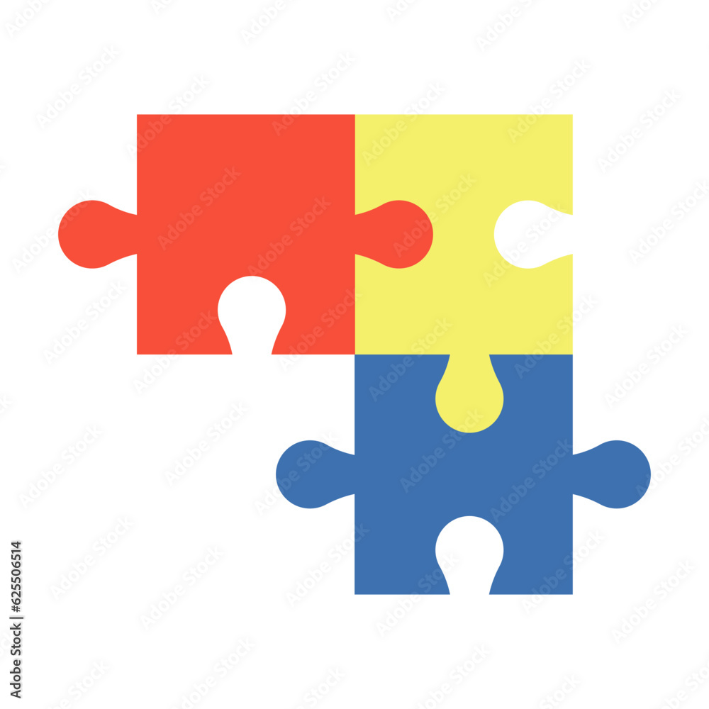 Connected jigsaw puzzles brochure element design. Puzzle game. Vector illustration with empty copy space for text. Editable shape for poster decoration. Creative and customizable frame