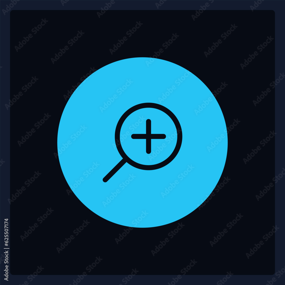 Active zoom in button UI element template. Editable isolated vector dashboard component. Flat user interface. Visual data presentation. Web design widget for mobile application with dark theme Active zoom in button UI element template. Editable isolated vector dashboard component. Flat user interface. Visual data presentation. Web design widget for mobile application with dark theme