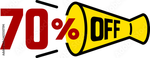 70%OFFのメガホンのアイコン（discount megaphone icon）
