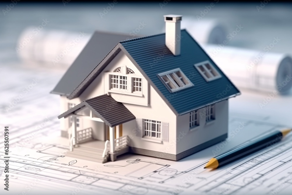 3d model, layout of an eco-friendly, energy-efficient house. Energy Efficient House. Renewable energy concept. Selective focus. Generative AI technology. 3d model, layout of an eco-friendly, energy-efficient house. Energy Efficient House. Renewable energy concept. Selective focus. Generative AI technology.