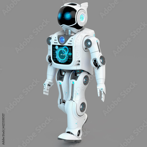 A futuristic human robot design possessing intelligent movement and adaptation abilities. © Oleg