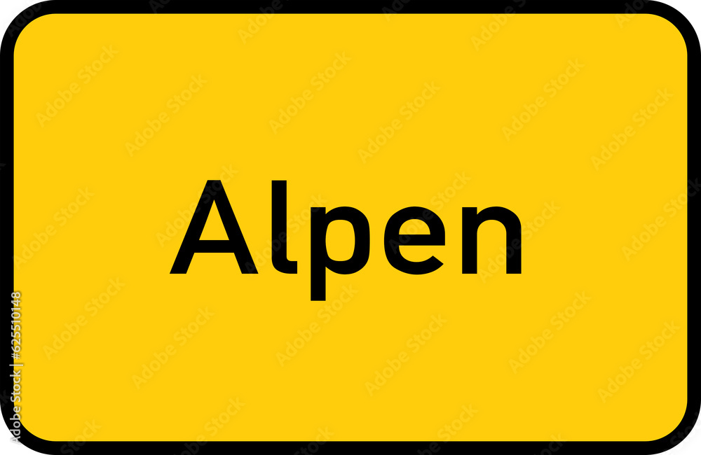 City sign of Alpen - Ortsschild von Alpen
