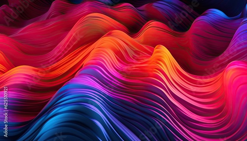 Mysterious dark abyss neon color abstract 3D render wallpaper, background