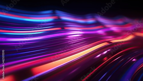 Neon light trails abstract 3D render wallpapper background