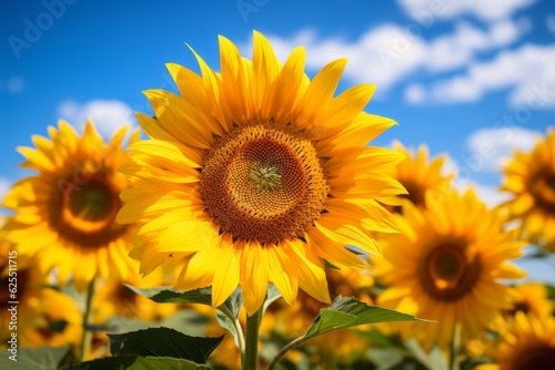  Sunflower Farm With Rows Of Vibrant Sunflowers, Generative AI © Formatikastd
