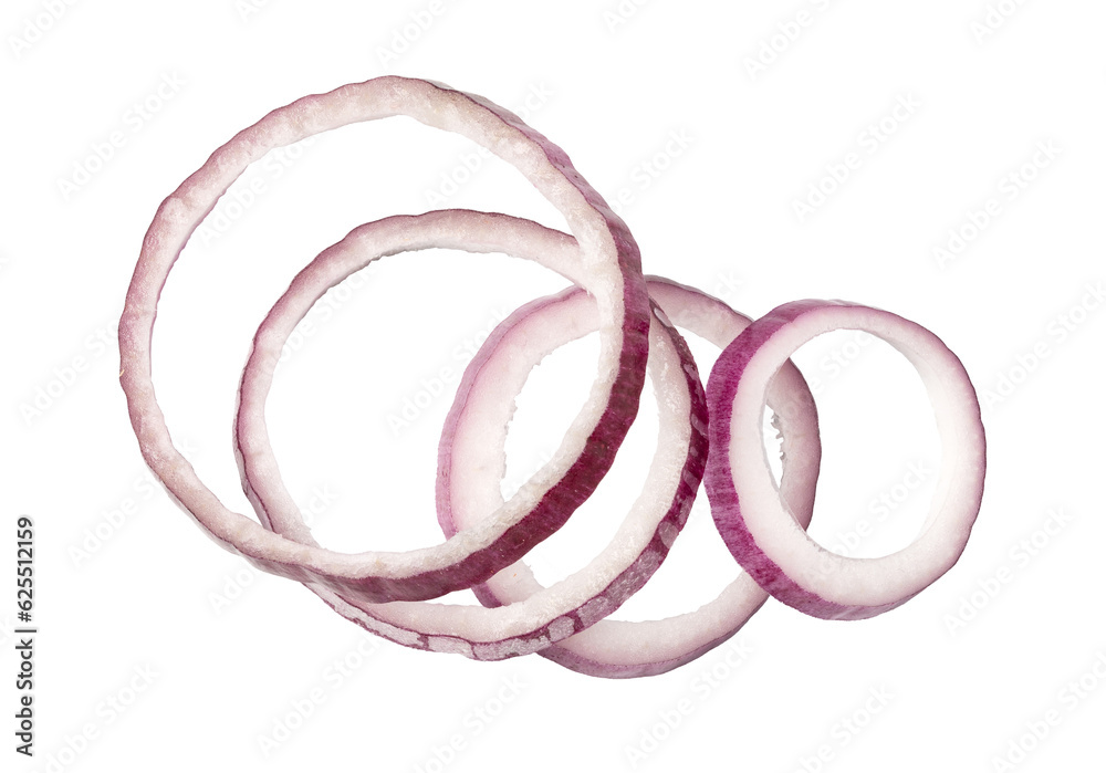 Sliced red onion ring isolated. png file