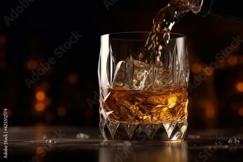 Whisky glass bar pouring. Generate Ai