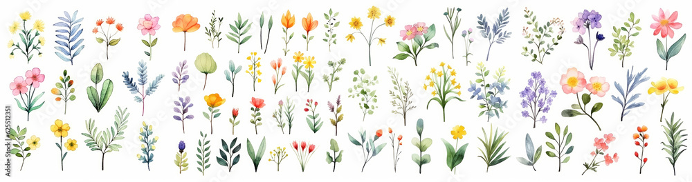 custom made wallpaper toronto digitalBig set of watercolor elements of different flowers field