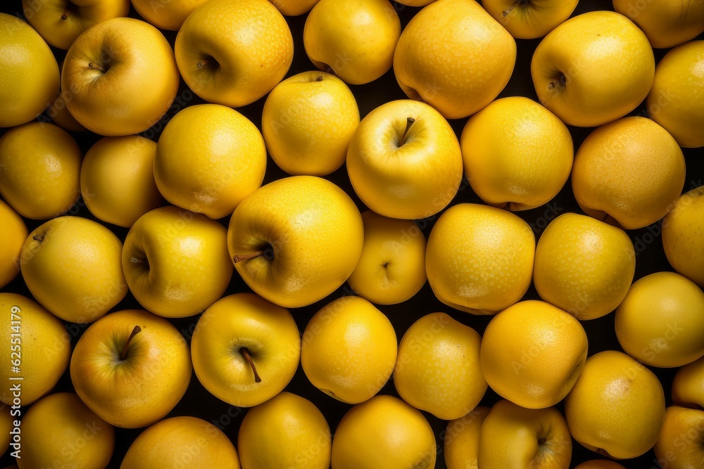 Yellow apple top view. Generate Ai