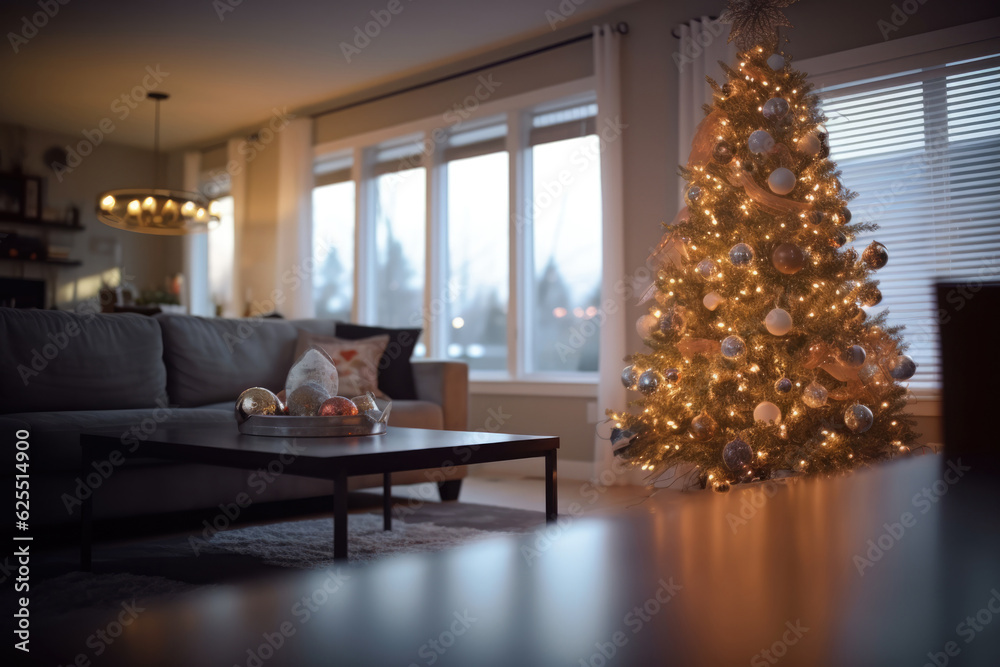 Fototapeta premium Christmas decoration in living room interior