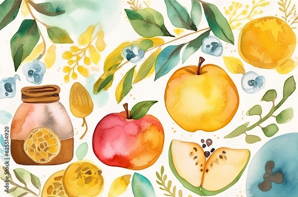 Obraz premium Rosh Hashanah, Jewish New Year holiday background